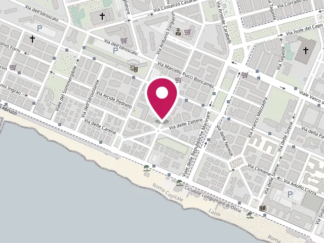 Mappa: Teste Felici Ostia, Piazza Emanuele Cutinelli Rendina, 5, Roma